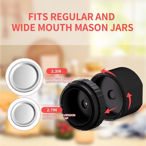 Mason Genie Vacuum Sealer,20s Fully Automatic Everjar - Mason Jar Vacuum Sealer Kit,2000mAh Battery Electric Mason Jar Vacuum Sealer With Wide & Regular Mouth,Jar Vacuum Sealer for Mason Jars in Saudi Arabia
