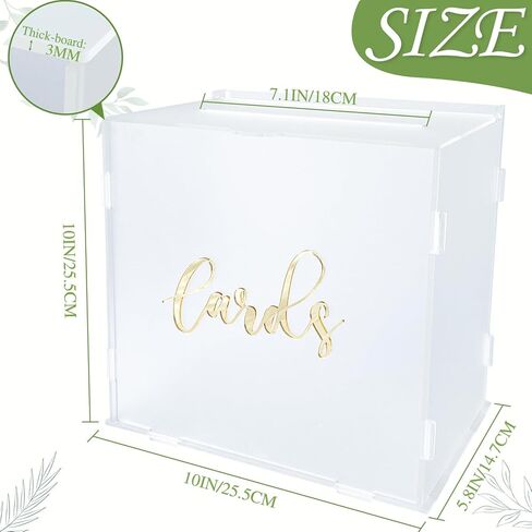 OurWarm Acrylic Wedding Card Box for Wedding Reception, DIY Gift Card Box with a Erasable Pen & 3D Letter Stickers, Clear Gift Envelope Money Card Box for Reception Anniversary Baby Shower Birthday in Kuwait