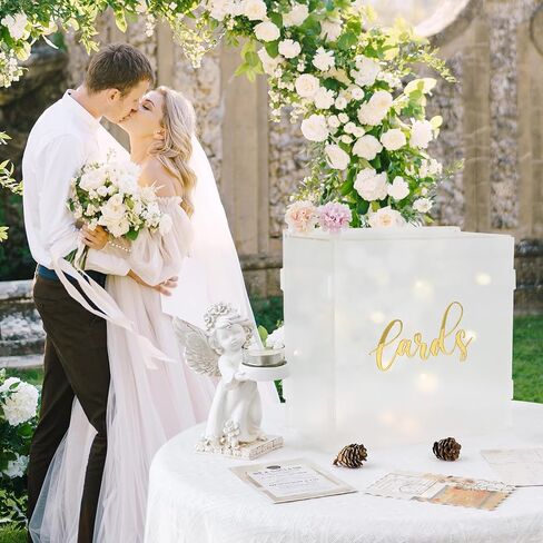 OurWarm Acrylic Wedding Card Box for Wedding Reception, DIY Gift Card Box with a Erasable Pen & 3D Letter Stickers, Clear Gift Envelope Money Card Box for Reception Anniversary Baby Shower Birthday in Kuwait