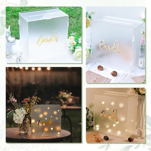 OurWarm Acrylic Wedding Card Box for Wedding Reception, DIY Gift Card Box with a Erasable Pen & 3D Letter Stickers, Clear Gift Envelope Money Card Box for Reception Anniversary Baby Shower Birthday in Kuwait
