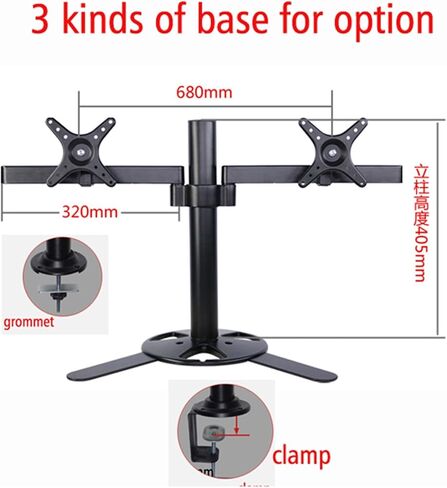 DL-TLD-A2 405mm Height Adjustable 10-27" Screen 8kg Big Base Desktop Swivel Arm Double Monitor Stand for Desk(Clamp and Grommet) in Saudi Arabia