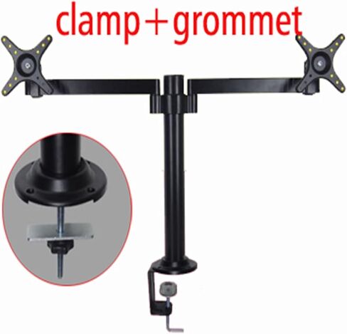 DL-TLD-A2 405mm Height Adjustable 10-27" Screen 8kg Big Base Desktop Swivel Arm Double Monitor Stand for Desk(Clamp and Grommet) in Saudi Arabia