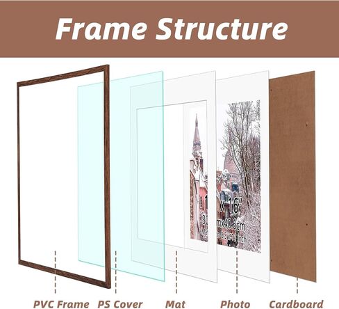 إطار صورة أسود Hoikwo مقاس 8 × 10، صور عرض 5 × 7 مع حصيرة أو 8 × 10 بدون حصيرة، حزمة واحدة 8 × 10 إطار للتعليق على الحائط والطاولة in Kuwait