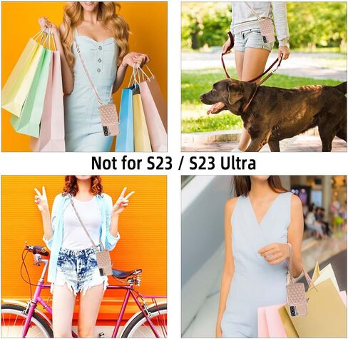 MONASAY Zipper Wallet Case Fit for Galaxy S23+ Plus, [RFID Blocking] Flip Leather Handbag Phone Cover with Card Holder and Crossbody Shoulder Lanyard Strap, Rosegold in Saudi Arabia