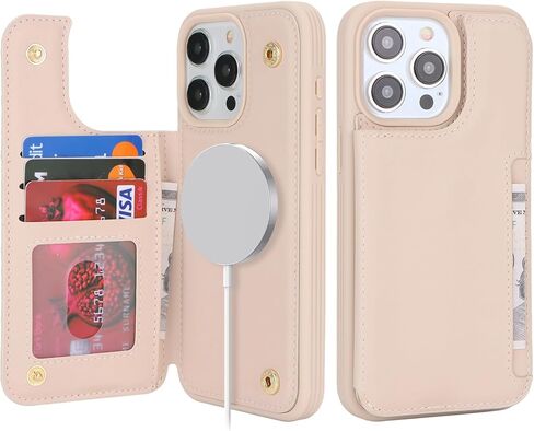 for iPhone 14 Pro Max case with Credit Card Holder mag Safe,for iPhone 14 Pro Max Phone Leather Case Wallet for Women Compatible mag Safe Wallet Detachable 2-in-1 for Men-Black Leopard in Kuwait