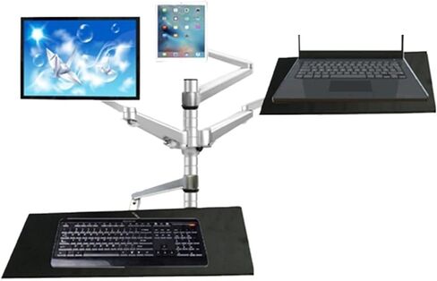 OA-13X Multimedia Desktop Dual Arm 10"-25" LCD Monior Stand Mount+ Laptop Holder Stand +10" Tablet Mount+Keyboard Tray Bracket(OA-13X) in Saudi Arabia