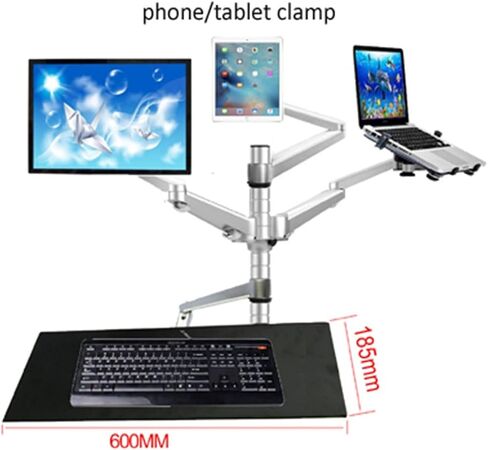 OA-13X Multimedia Desktop Dual Arm 10"-25" LCD Monior Stand Mount+ Laptop Holder Stand +10" Tablet Mount+Keyboard Tray Bracket(OA-13X) in Saudi Arabia