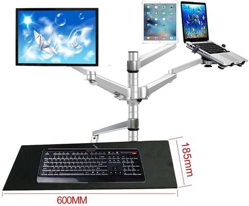 OA-13X Multimedia Desktop Dual Arm 10"-25" LCD Monior Stand Mount+ Laptop Holder Stand +10" Tablet Mount+Keyboard Tray Bracket(OA-13X) in Saudi Arabia