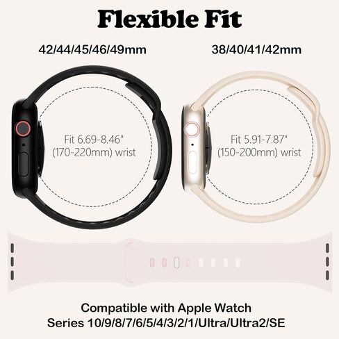 Sport Band Compatible with Apple Watch Bands 38mm 40mm 41mm 42mm 44mm 45mm 46mm 49mm Women Men, Soft Silicone Waterproof Replacement Wristband Strap for iWatch Series 10/9/8/SE/7/6/5/4/3/2/1/Ultra in Kuwait