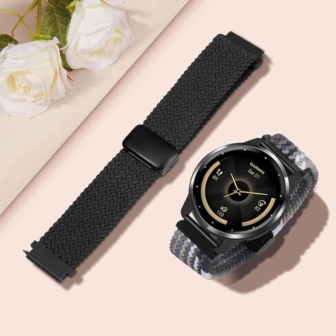 22mm Magnetic Braided Compatible with Garmin Vivoactive 4 Watch Bands/Venu 3/Venu 2, Elastic Nylon Soft Sport Stretchy Wristband Strap for Forerunner 265/255/255 Music Men Women in Kuwait