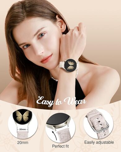 Sunnywoo 6 Pack Floral Engraved Watch Bands for Samsung Galaxy Watch 7/6/5/4 (40mm/44mm), 6/4 Classic, 5 Pro, 20mm Women Stylish Silicone Sport Strap for Daily Wear or Outdoor in Kuwait