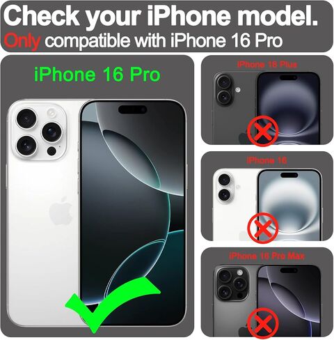 VANAVAGY Compatible for iPhone 16 Pro Wallet Case for Magsafe Wireless Charging, PU Leather Flip Folio Case [Screen Protector & Camera Lens Protector] with Strap RFID Block Card Holder,Clove Purple in Saudi Arabia
