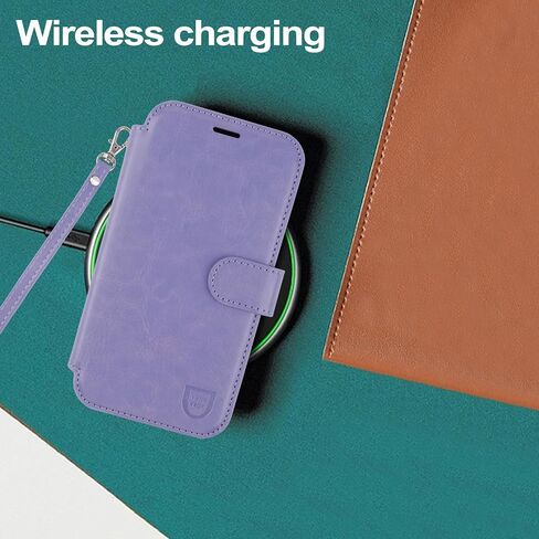 VANAVAGY Compatible for iPhone 16 Pro Wallet Case for Magsafe Wireless Charging, PU Leather Flip Folio Case [Screen Protector & Camera Lens Protector] with Strap RFID Block Card Holder,Clove Purple in Saudi Arabia