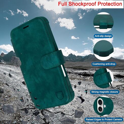 Fanavagy متوافق مع iPhone 16 Pro Wallet Case for Magsafe Wireless Charging ، Pu Leather Flip Folio Case [شاشة واقي عدسة الكاميرا] مع حامل بطاقة كتلة RFID ، Clove Purple in Kuwait