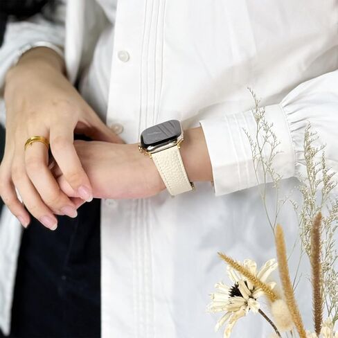 شريط جلدي أنيق متوافق مع Apple Watch Band 38/41/41/42/44/45/46/49 مم ، حزام مشبك على شكل H لـ IWatch Ultra 2 1 Series 10/9/8/7/6/5/4/3/2/1/SE in Kuwait