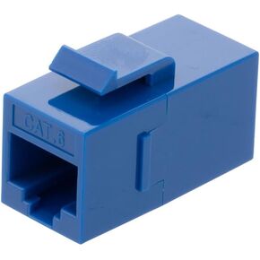 NavePoint CAT6 UTP Inline Keystone Coupler, RJ45 Female to RJ45 Female, Snap-in, 25 Pack, Blue