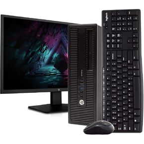 HP ProDesk 600G1 Desktop Computer PC, Intel Quad-Core i5, 500GB HDD Storage, 4GB DDR3 RAM, Windows 10 Pro, DVD, WiFi, New 24in Monitor, Wireless Keyboard and Mouse (Renewed)