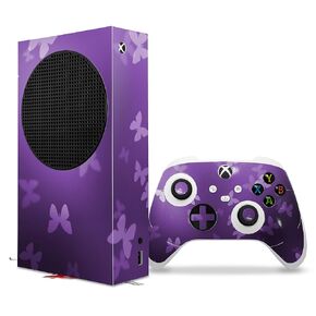 WraptorSkinz Skin Wrap compatible with the 2020 XBOX Series S Console and Controller Bokeh Butterflies Purple (XBOX NOT INCLUDED)