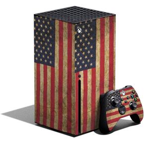 Mayyskins Skin متوافق مع حزمة Xbox Series X - العلم العتيق | غلاف الالتفاف الواقي ، الدائم ، والفريد من نوعه | من السهل تطبيق وتغيير الأنماط | صنع في الولايات المتحدة