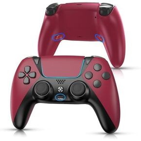 for PS5 Controller,Wireless Remote Compatible with PlayStation 5,PS4,PC,Supports 6-Axis Gyroscope,Turbo,Button Remapping,Vibration, Ergonomic Design,Type-C Fast Charging,3.5mm Audio Jack,Speaker,Red