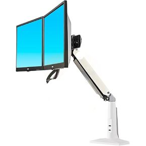 Design F27 Full Motion 22-27 Inch Dual Screen Monitor Holder Long Arm Desktop Dual Monitor Mount Support with Two USB3.0(NBF27-W)