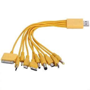 Time Saving Yellow USB Cable Multi Charging Cable for Simultaneous Charging Multiple Devices USB Charging Cord