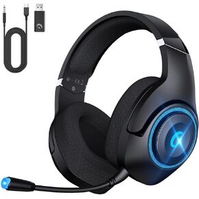 Gaming Headset Wireless for PS5/4, 2.4GHz Gaming Headphones Wireless with Noise Canceling Microphone for Fortnite/FPS Gamers, 40-Hr Battery Gamer Headset for PC, Frosty White