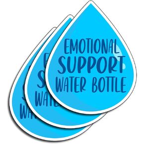 (3PCS) Emotional Support Water Bottle Sticker – Waterproof Vinyl Decals for Laptops, Tumblers, Journals, Water Bottles, Cars, Relatable Everyday Accessories and Gifts for All Ages 3"x2.3"