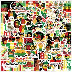 Happy Juneteenth Stickers, 110 Pcs 1865 Freedom Day Vinyl Decals, June Nineteenth Independence Day Graffiti Stickers for Laptop, Water Bottles, Skateboard, Scrapbooking & Party Favors