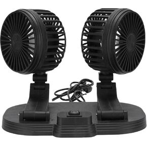 KIMISS USB CAR COR COWING FAN 2 SPEED QUALE 360 DERABLE DUTABLE DUAL DESK FAN SUV RV TRACK (Black) in Kuwait