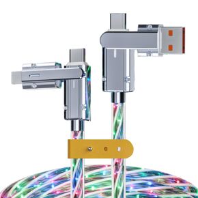 Light Up 4 in 1 USB Charging Cables - Multicolored Flowing Fast Charging - Illuminated Cable for car/Bedroom/bar with USB A/C to C/L for iOS Android, 3.3FT Multi Chargers for All Devices (Starlight)