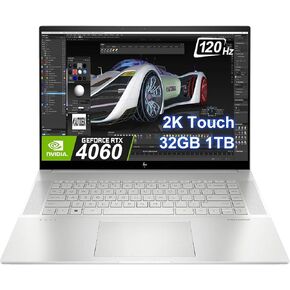 HP Envy 16 Laptop For Creator, Designer (16" 2K Touchscreen 120Hz, NVIDIA GeForce RTX 4060 8GB, Intel 14-Core i7-13700H, 64GB DDR5 RAM, 2TB SSD), Backlit KB, 100% sRGB, IR Webcam, Win 11 Pro, Sliver