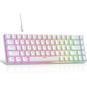 MageGee 60% Rapid Trigger Magnetic Switch Keyboard, Wired 68 Keys Hot Swappable Custom RGB Backlit Gaming Keyboard for Win/PC/MAC, White