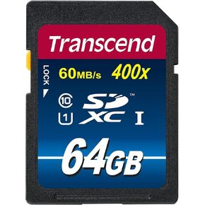 Transcend 64GB SDXC Class 10 UHS-1 Flash Memory Card Up to 60MB/s (TS64GSDU1PE)