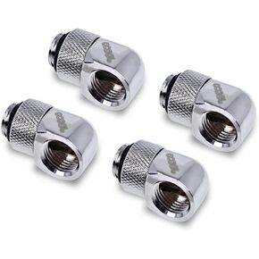 Alphacool Eiszapfen Male to Female Adapter Fitting, 90 Degree Rotary, Chrome, 4-Pack