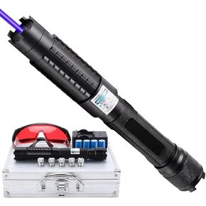 Long Distance Blue Light High Power Blue Light Flashlight with Adjustable Focus, Rechargeable Handheld for Hiking