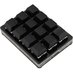Luqeeg 12 Key Mechanical Gaming Keyboard, One Handed Programmable Mechanical Keyboard, RGB Multifunctional Mechanical Gaming Keypad Mini USB Wired RGB Red Switch Macro Keyboard (Black)