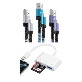 HopePow 6FT USB Type C Cable+ USB C SD Card Reader Digital Camera Adapter