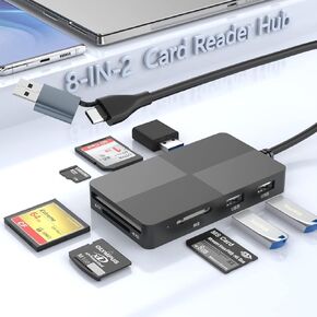8 في 2 قارئ بطاقة Multi Memory ، USB C USB3.0 HUB CARDER READER FOR SD TF CF XD MICRO