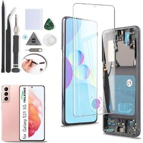 YWLRONG Display for Samsung Galaxy S21 5G OLED Screen Replacement LCD Touch Screen Digitizer Assembly for Samsung S21 5G G991U/G991U with Tools (Silver,Support Fingerprint)