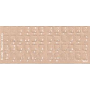 Croatian Keyboard Stickers - Labels - Overlays with White Characters for Black Computer Keyboard