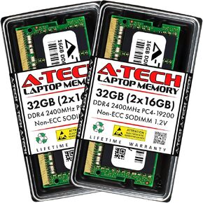 A-Tech 32GB Kit (2x16GB) RAM for Lenovo ThinkPad 13 Gen2, E485, E490s, E495, E585, L590, T460p, T580 | DDR4 2400MHz PC4-19200 SODIMM Non-ECC Memory Upgrade