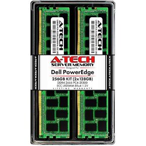 A-Tech 256GB (2x128GB) Memory for Dell PowerEdge R440, T440, R540, R640, T640, M640, FC640, R740, R740XD, R940, C6420 | DDR4 2666MHz ECC LRDIMM PC4-21300 8Rx4 1.2V 288-Pin DIMM Server RAM Upgrade Kit in Kuwait