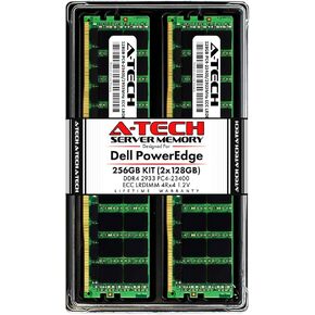 A-Tech 256GB (2x128GB) Memory for Dell PowerEdge R440, T440, R540, R640, T640, M640, FC640, R740, R740XD, R940, C6420 | DDR4 2666MHz ECC LRDIMM PC4-21300 8Rx4 1.2V 288-Pin DIMM Server RAM Upgrade Kit