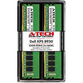 A-Tech 32GB RAM Kit for Dell XPS 8930 Tower - (2 x 16GB) DDR4 2666MHz PC4-21300 Non-ECC DIMM Desktop Memory Upgrade