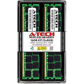 A-Tech 16GB Kit (2x8GB) Memory RAM for Dell Precision T5500 - DDR3 1333MHz PC3-10600 ECC Registered RDIMM 2Rx4 1.5V - Server
