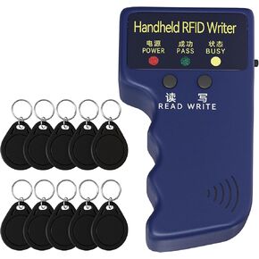 RFID Reader Writer Handheld ID Copier 125KHz RFID Writer Handheld RFID Copier Smart ID Card Duplicator Used for T5577 or EM4305+10pcs T5577 Keychains