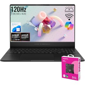 ASUS Vivobook S 16 AI Copilot+ PC Business Laptop, 15.6" 2.8K 120Hz, AMD Ryzen AI 9 HX 370, 32GB RAM, 2TB SSD, Radeon Graphics, Wi-Fi 6, RGB Backlit KB, Win11 H, Bundle with ADATA 512GB External SSD