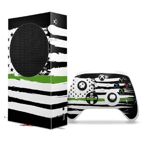 WraptorSkinz Skin Decal Vinyl Wrap compatible with the XBOX Series S Console and Controller Brushed USA American Flag Green Line (GAMING CONSOLE NOT INCLUDED)