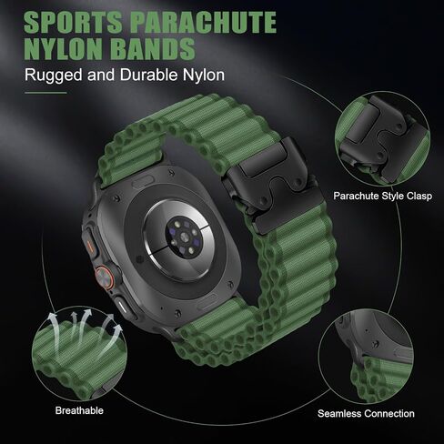 Trail Band for Samsung Galaxy Watch Ultra Bands 47mm Men/Women ، Parachute Buckle Lightweight Loved Fabric Nylon Sport Strap متوافق مع Samsung Watch Ultra Band 47 مم (2024) in Kuwait